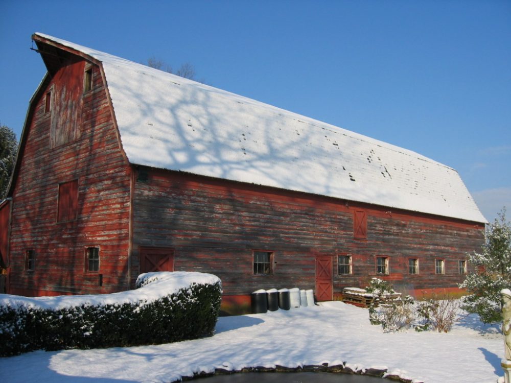 Farmstead Barn in Snow Protecting the New Jersey Pinelands